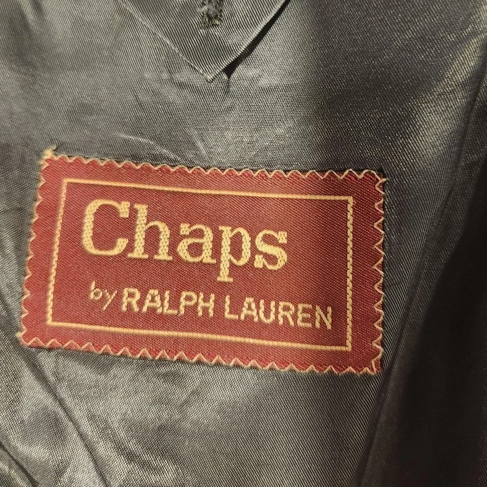 Chaps Ralph Lauren Suit Jacket Blazer Mens 38 Gray Wool Pinstripe USA Vintage